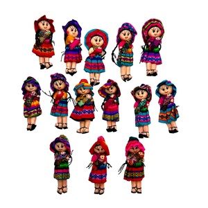 Colorful Dolls Holding Babies - Adorable Handmade - Woven Fabrics - Cute Artisan